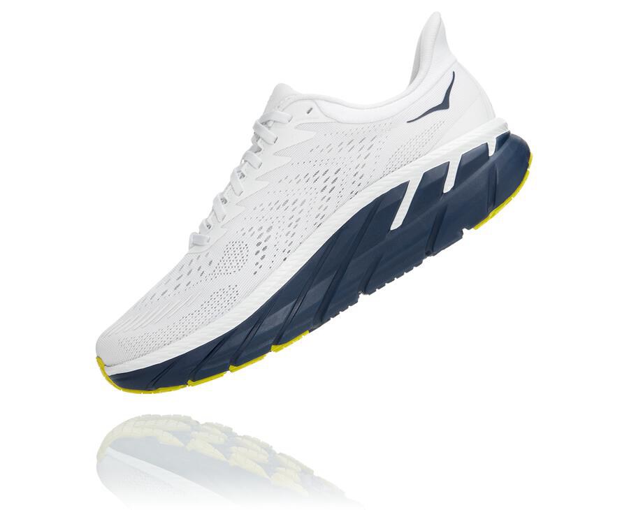 Hoka One One Mens Running Shoes - Clifton 7 - White/Black - LSBU24805